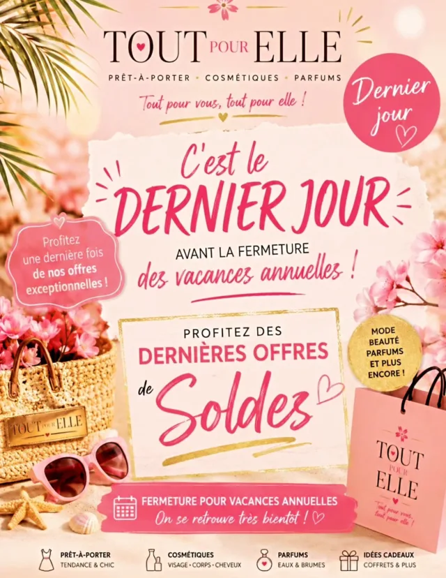 ⚠️Dernier jour pour venir profiter des bonnes affaires avant la fermeture annuelle et se retrouver a la rentrée ⚠️